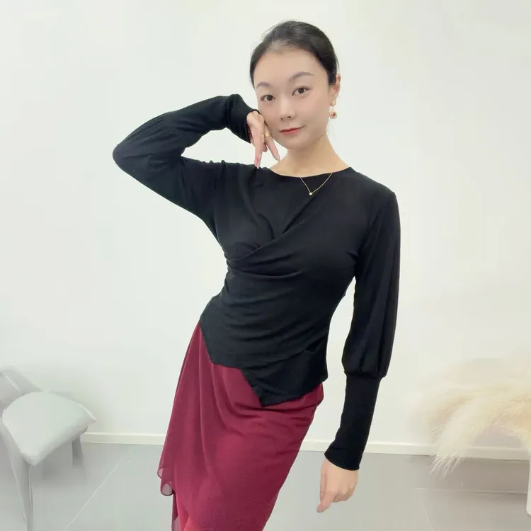 【李冠老师专属】古典现代舞蹈服上衣圆领交叉形体艺考日常可穿