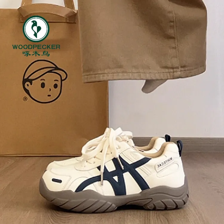 啄木鸟复古厚底阿甘德训鞋女2025秋季新款百搭休闲运动软底老爹鞋