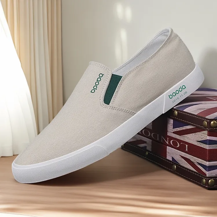2025夏季新款帆布鞋男士一脚蹬套脚懒人鞋布鞋百搭低帮男士板鞋子