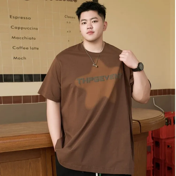 潮牌夏季大码新款男装印花胖子宽松加肥加大休闲套头半袖短袖T恤