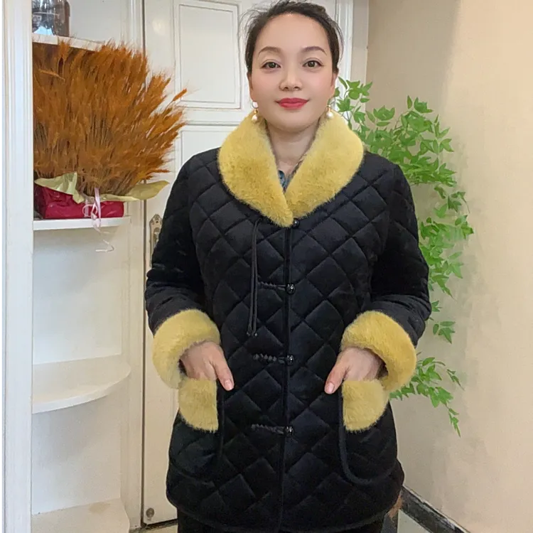 新款时尚冬季棉衣加厚加绒修身显瘦保暖棉袄套装气质棉裤两件套