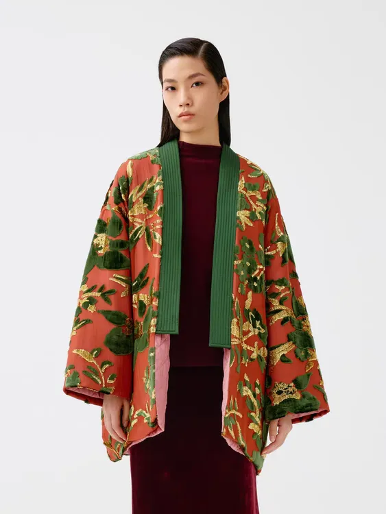 LA MAISON JADE 玉琼真丝烂花系列上衣碎花时尚休闲女士