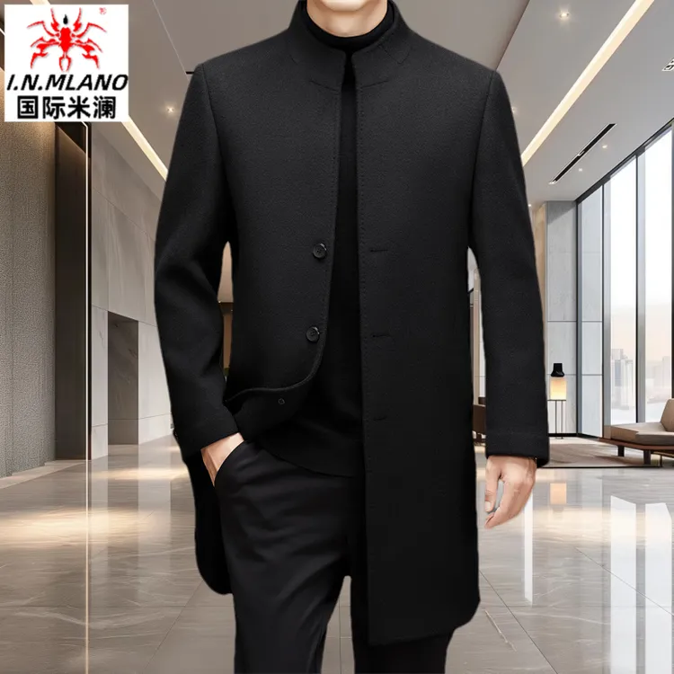 高端加厚双面羊毛呢外套男2025新款秋冬季百搭中长款时尚毛呢大衣