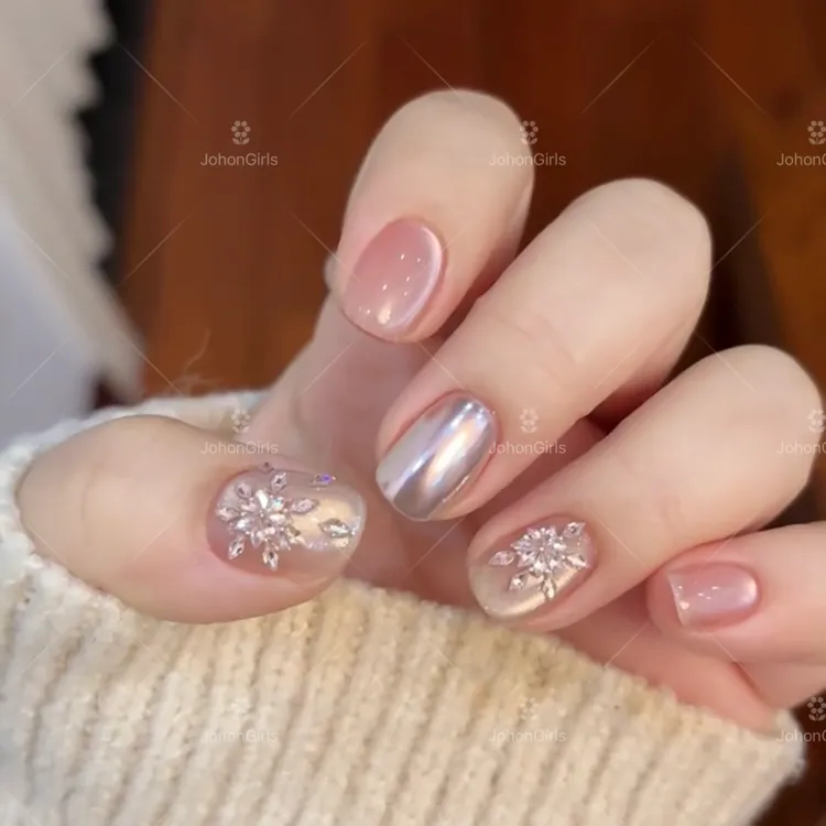 JohonGirls'/琴岛小嫚【冰凌锆石】灵动猫眼手工穿戴甲冬季显白气质