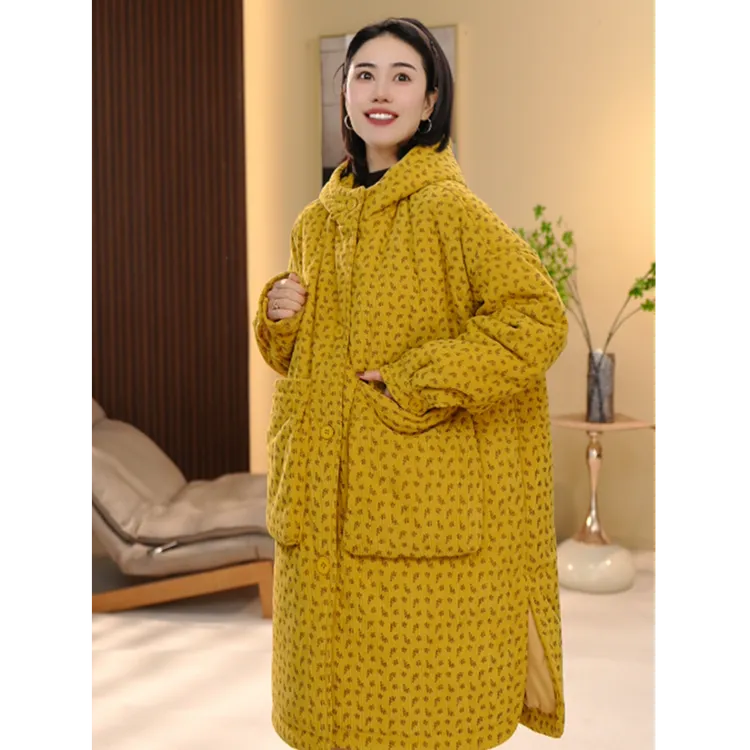 BEIJU 2025新款时尚气质百搭宽松显瘦轻奢洋气碎花棉衣外套女7659