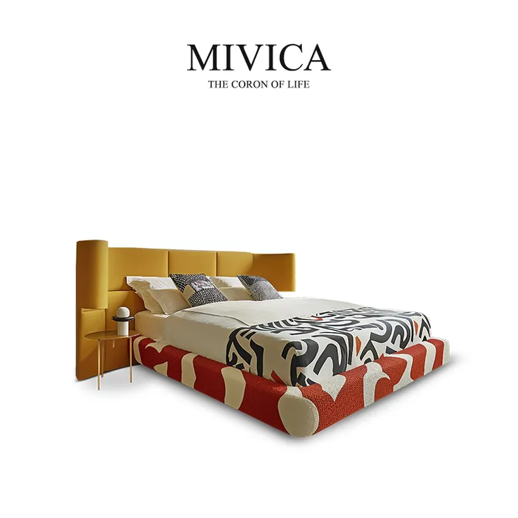 米维卡MIVICA原创设计多巴胺涂鸦布艺双人大床主卧家具国际馆W8