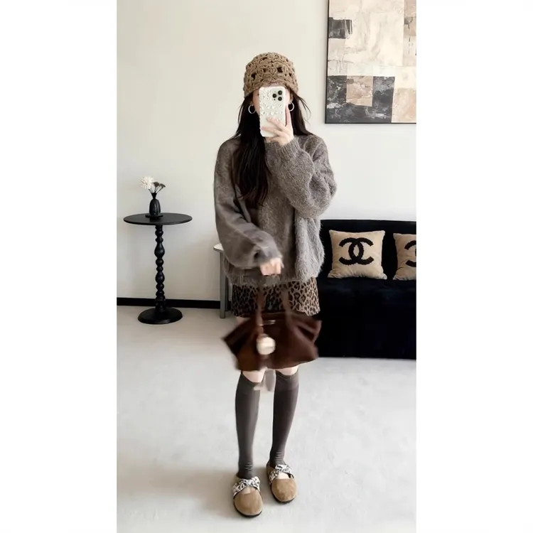 美式高级感豹纹高腰显瘦半身裙女2025秋冬新款复古设计感a字短裙