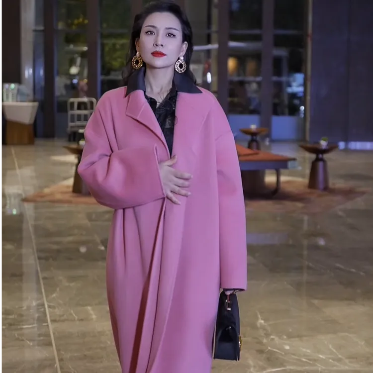 【NNC】樱花粉100极细美丽诺羊毛大衣 轻奢气质款（含本料腰带）166款