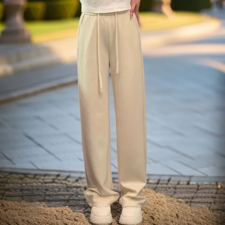 宿慕SUMU女款垂感果冻阔腿裤2025新款秋季弹力休闲裤长裤子M00033