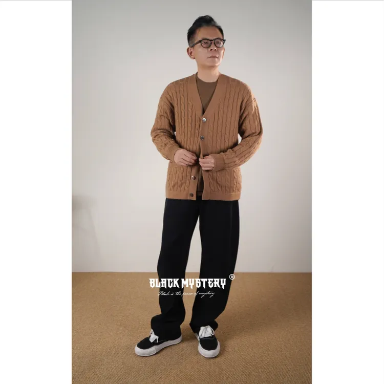 【BlackMystery】紫标 高奢精选澳洲绵羊毛立体绞花保暖毛衣男 6602