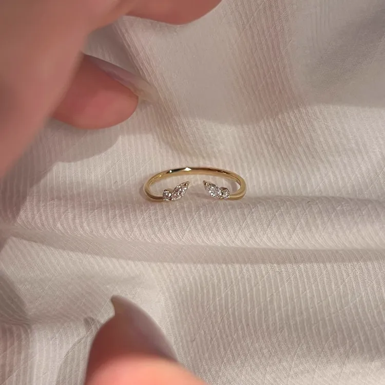 铜合金戒指 小众开口锆石小翅膀戒指高级精致个性气质百搭指环女