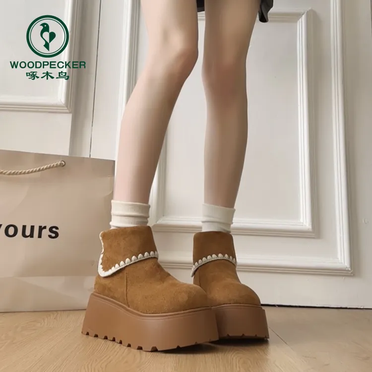 复古风厚底加绒勃肯短靴女2025新款秋冬百搭增高保暖雪地靴