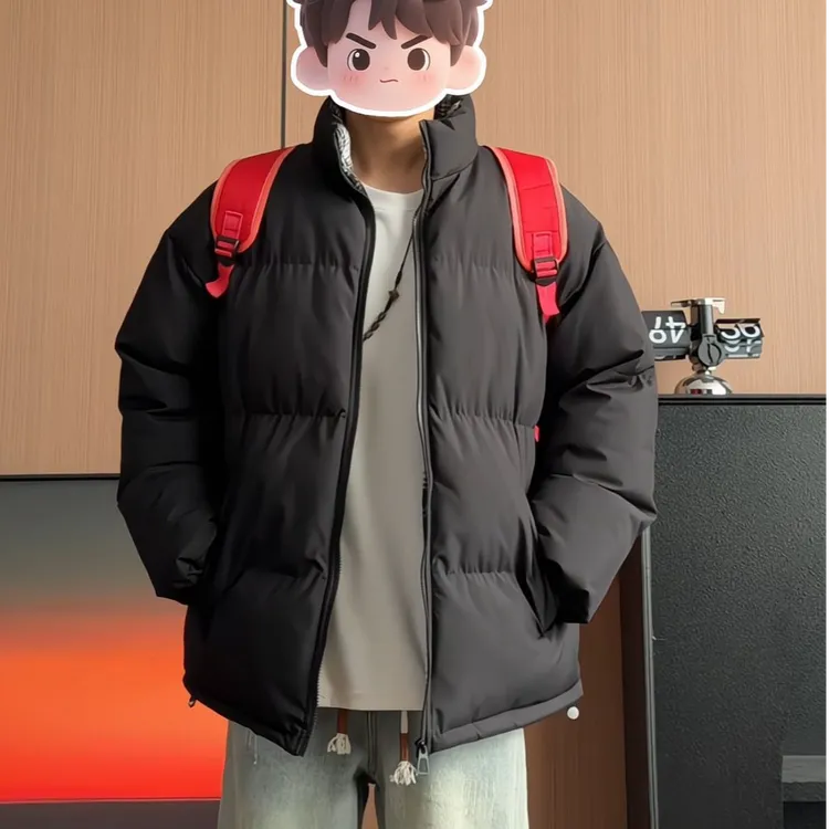 fitcheck格子拼接棉服男冬季复古设计感无帽棉衣美式立领夹克外套