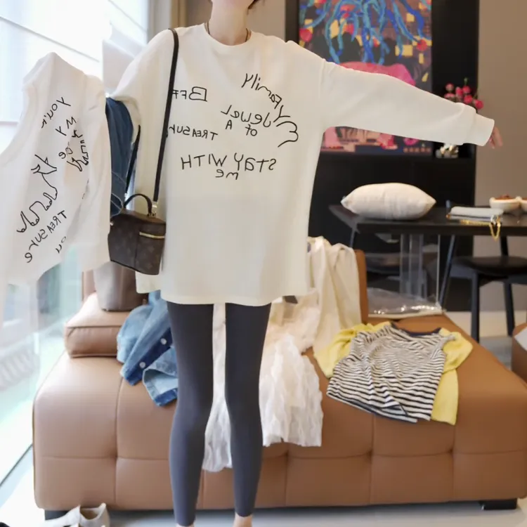 【大象字母】长袖潮牌字母复古休闲洋气时尚打底长袖LK2501906