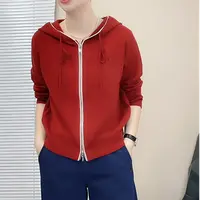 新款显瘦拼接连帽开衫针织衫上衣宽松女装长袖洋气休闲外套韩版
