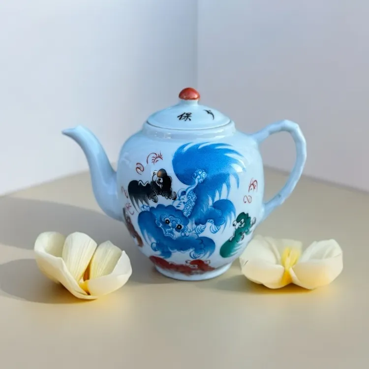 景德镇陶瓷功夫茶具大号茶壶带过滤手绘青花玲珑单壶泡茶器