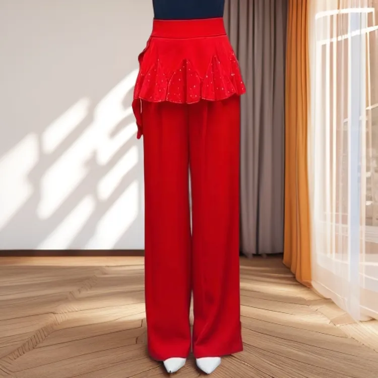 欢舞阁吉特巴B0270摩登舞广场舞荷叶边右侧拉链显瘦气质女裙裤