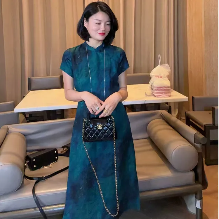 TANTAN 百搭显瘦提花复古旗袍1901