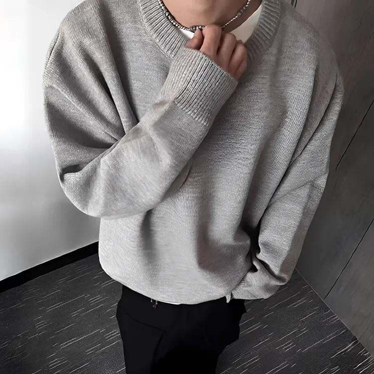浅灰色cleanfit大码毛衣男款爆款2025新款秋冬内搭打底针织衫男