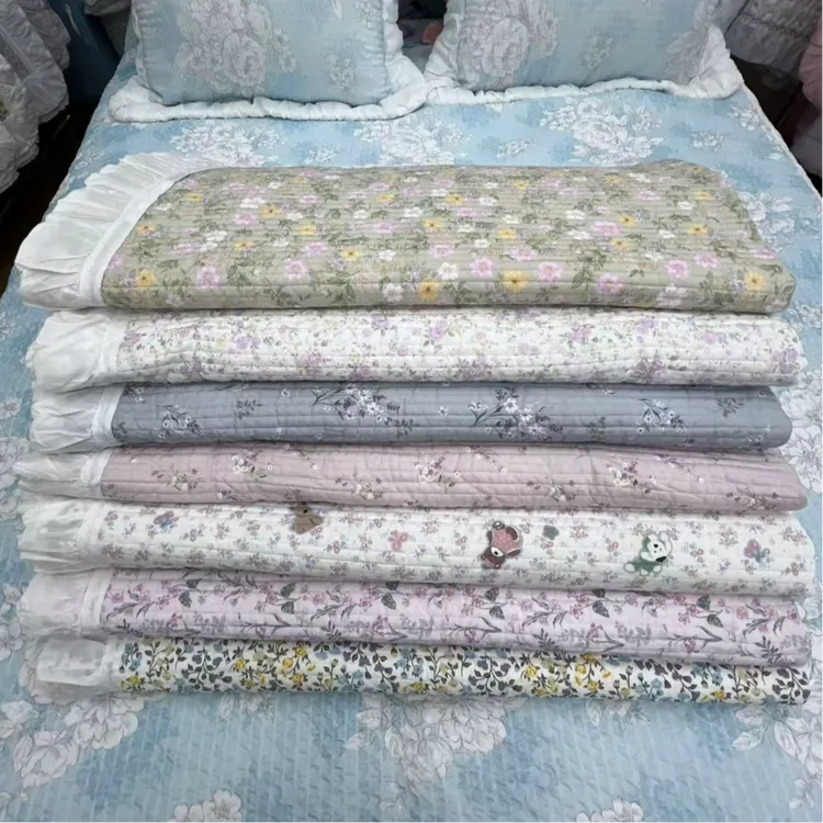 韩国莫代尔床盖 一面莫代尔一面棉四双人210*230铺盖两用可水洗