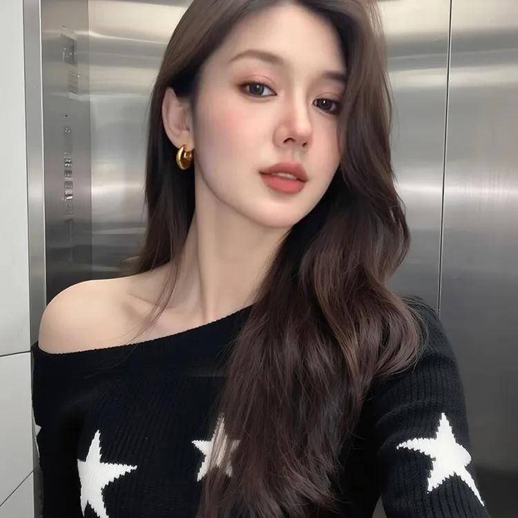 秋季特别洋气有气质的上档次上衣小众不撞款洋气黑色一字肩针织衫