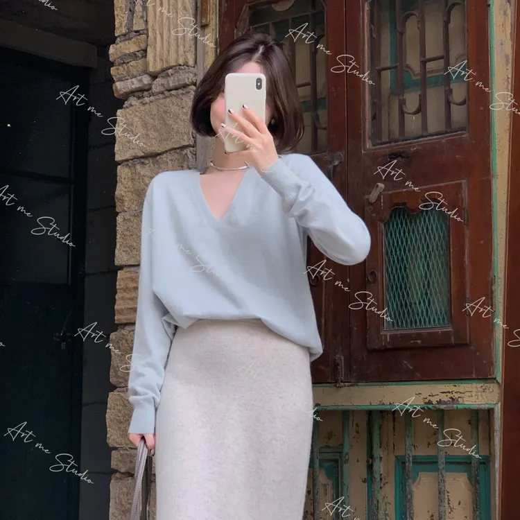 【ART ME】100绵羊毛简约软糯亲肤六色针织老粉必入上衣w24538