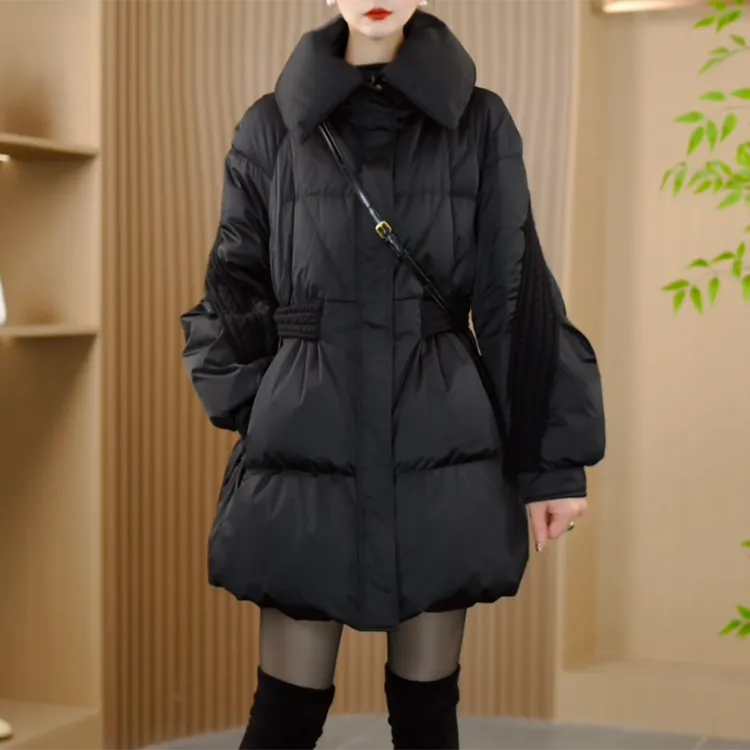 24728冬季新款优雅时尚百搭气质显瘦减龄休闲白鸭绒羽绒服