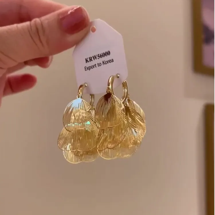 铜合金耳饰 金色镂空流苏蝶翼耳环女轻奢气质小众高级感百搭耳饰