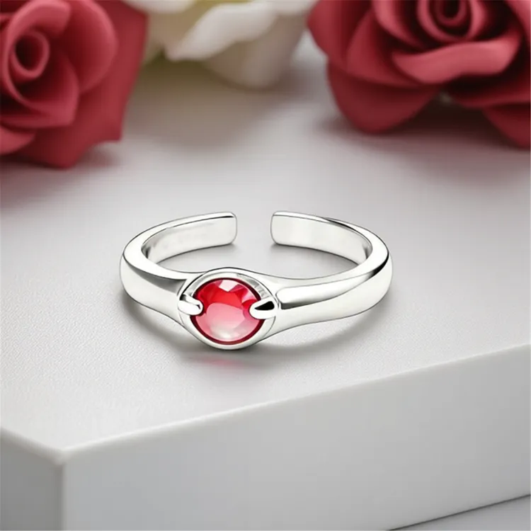铜合金仿水晶戒指 苏新皓同款戒指日韩简约活口红色指环个性复古