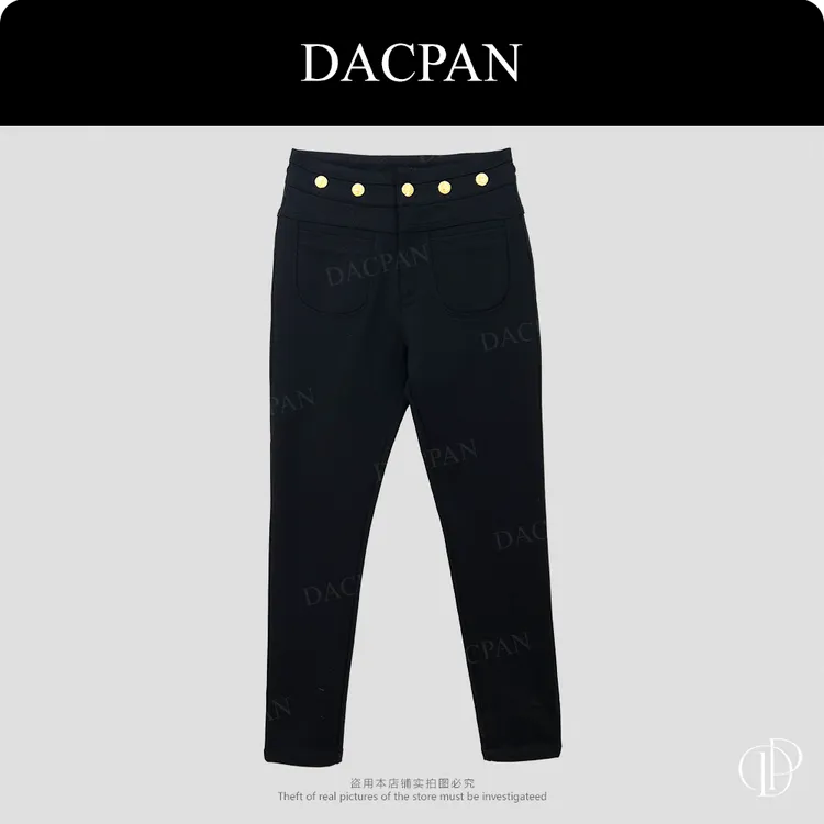 DACPAN-“骑士裤”小金扣小脚加绒小黑裤 2025/盼·PP 89770