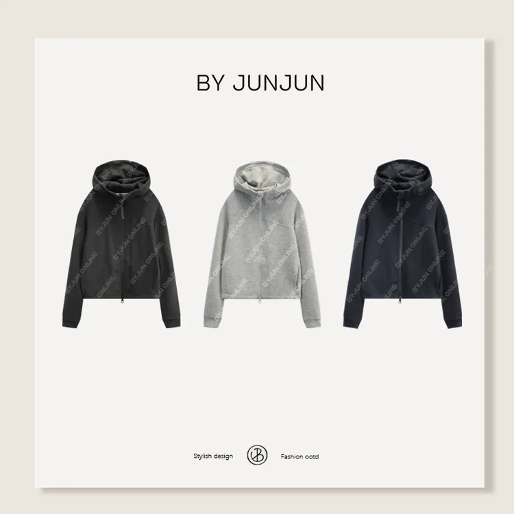 BYJUNJUN【德绒帽衫】双头拉链立裁版型显瘦外套