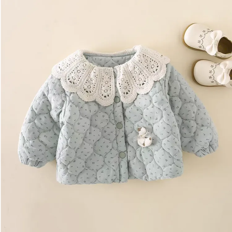 女童新款休闲风厚款棉服2025儿童夹棉保暖开衫宝宝韩版保暖秋冬