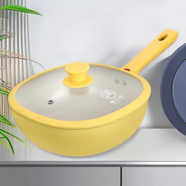 【品牌清仓】0氟陶瓷小方锅小炒锅健康不粘锅家用耐磨不挑灶具24CM