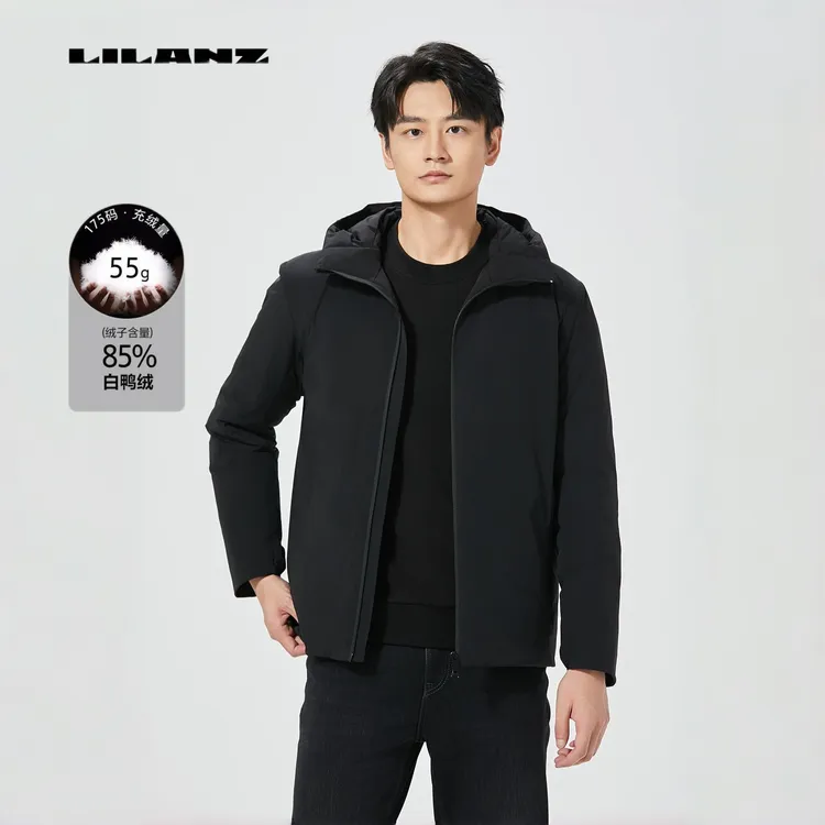 轻薄羽绒【可机洗白鸭绒】男士连帽羽绒服户外休闲冬季时尚舒适防风