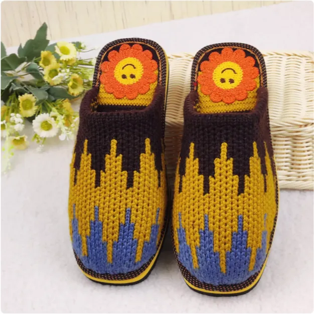 纯手工居家情侣拖鞋防滑耐磨男女款毛线编织拖鞋成品婚嫁鞋春秋季