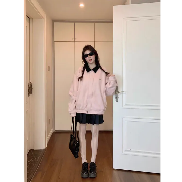 HandSeven秋冬立领通勤风百搭小众宽松ins风短外套韩版休闲上衣