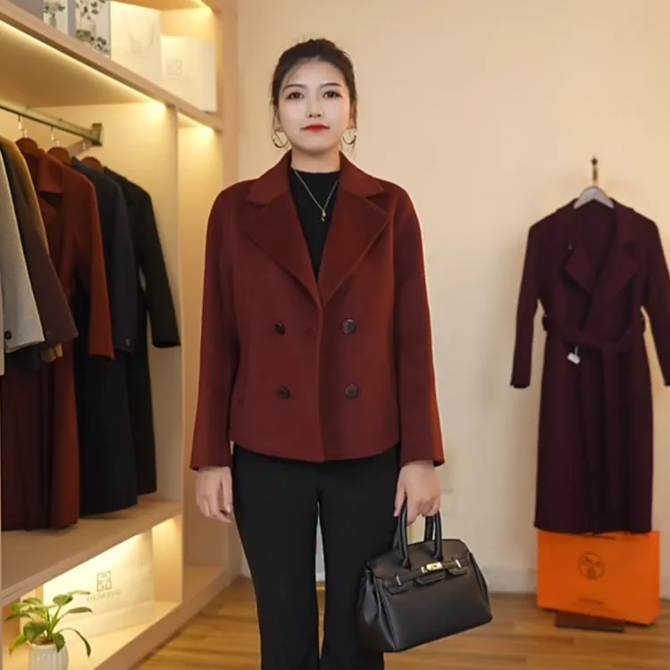 【100%纯羊毛】秋冬新款气质百搭短款加厚双面羊毛大衣短外套