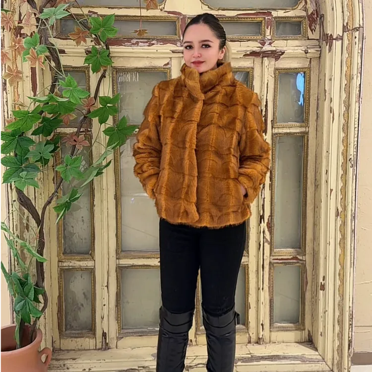 人造皮草0026人造皮草 短 款立领加厚高端百搭气质冬季皮草外套