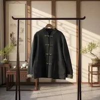 新中式毛呢外套立领盘扣国风羊毛呢子上衣7946（W）