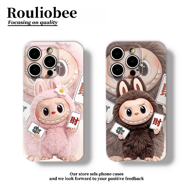 发财小怪兽适用情侣苹果iqoo华为oppo小米vivo一加菲林手机防摔壳