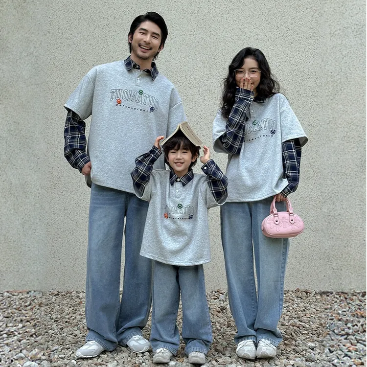 亲子装一家三口2025新款爆款秋季时尚女童秋款套装炸街高端母女装