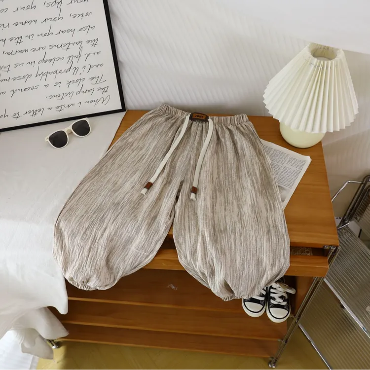 【冰丝麻~】男女童男童夏季轻薄防蚊裤潮流时尚百搭宽松长裤