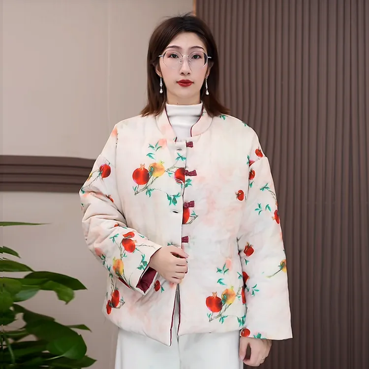 【双面穿 长绒棉】新中式冬季盘扣加厚长袖立领长绒棉保暖棉衣外套