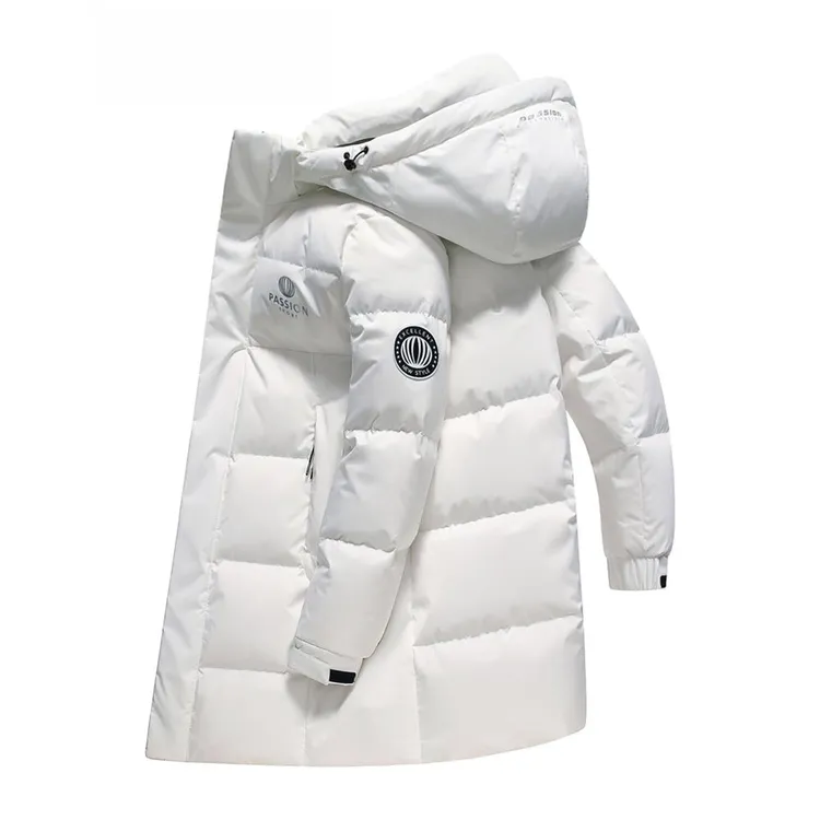 2025冬季新款男士潮流时尚厚款保暖羽绒服男中长款填充白鸭绒外套