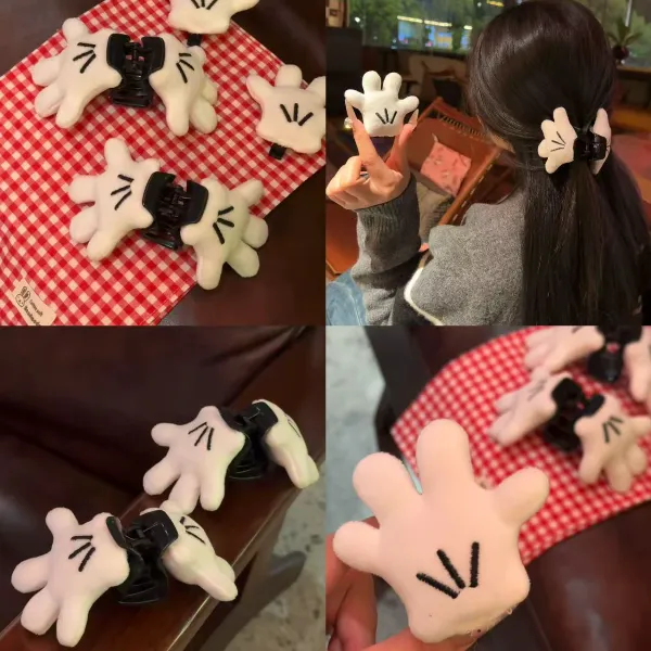 可爱米奇小手抓夹ins风立体公仔发卡手掌发夹夸张创意鲨鱼夹