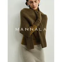 MANNALA丨“西雅图”斗篷披肩式美丽诺羊毛毛衣外套 Q4702