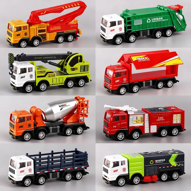 惯性结实耐摔仿真三开门宝玛警车童儿玩具工程车挖掘机吊车消防