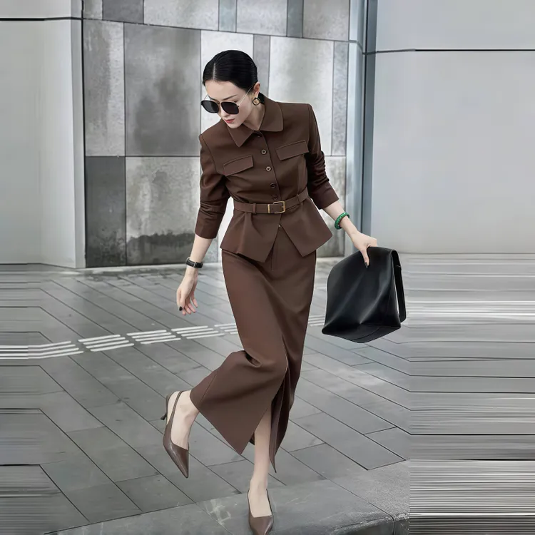 早秋老钱风套装连衣裙优雅套装高级感翻领收腰显瘦西装问题半身裙