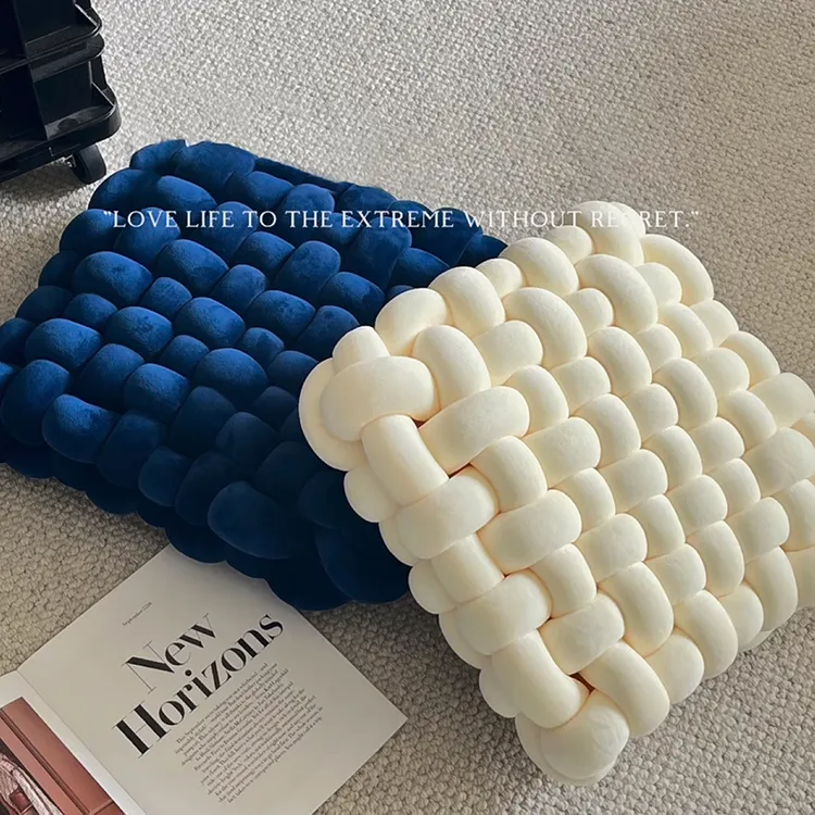 TEXDREAM手工编织坐垫 方形客厅简约抱枕靠垫现代可爱飘窗垫