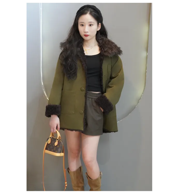 海宁冬季气质城市机能100%羊毛派克服中长款两面穿春秋冬